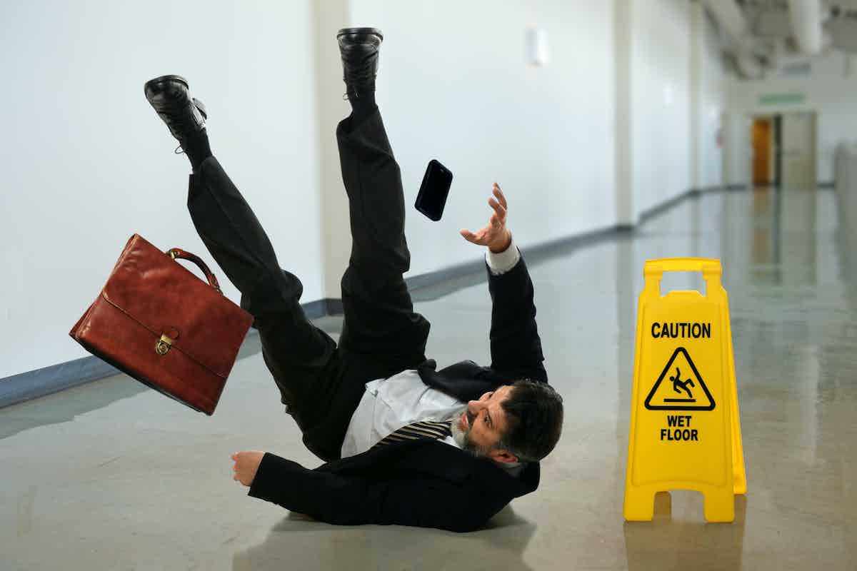 Man in a slip and fall accident